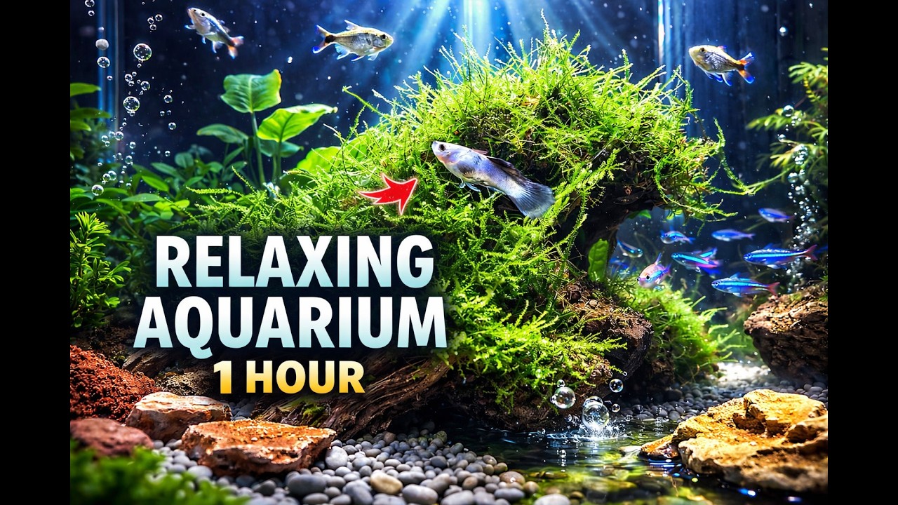 Relaxing Nano Aquarium with Shrimp & Fish | 1 hour 4K for Sleep & Study