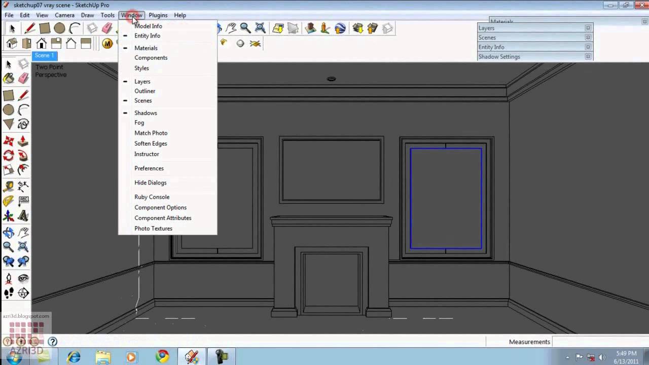 Google Sketchup Tutorial 07-Vray Light & Interior Settings (English)