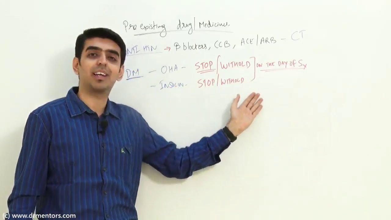 Dr. Hitesh Nathani of Drmentors discussing Pre-operative medications & orders in Anaesthesia subject