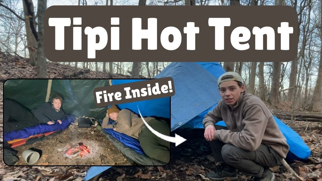 Camping Through a Winter Night in a Tarp Tipi