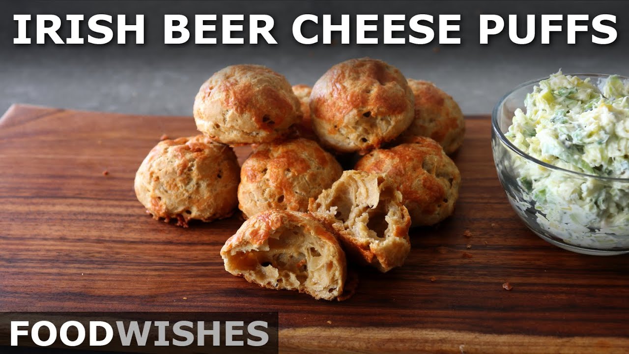 Irish Beer Cheese Puffs with Spring Onion Mascarpone - Food Wishes