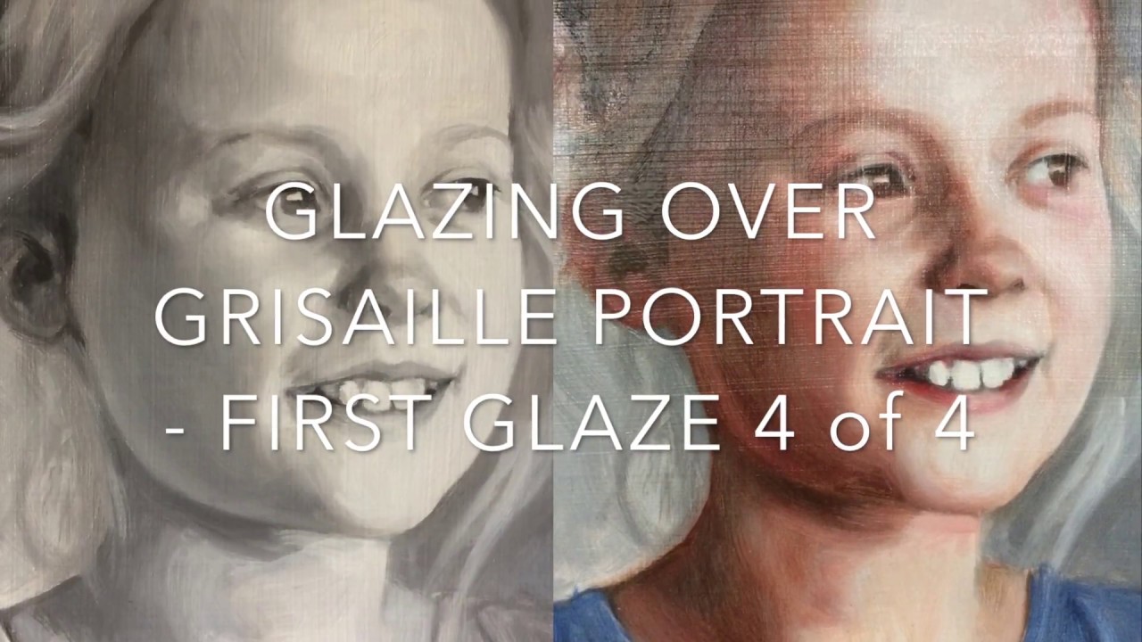 4 of 4 glazing over grisaille portrait, first glaze, oil painting demonstration - voiceover