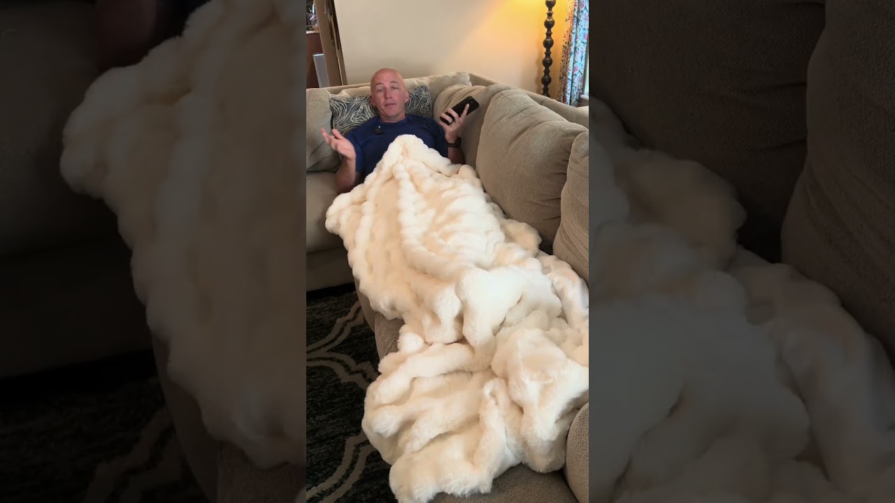 This rabbit fur blanket is just a little bit too nice. #blanketlife #cozy