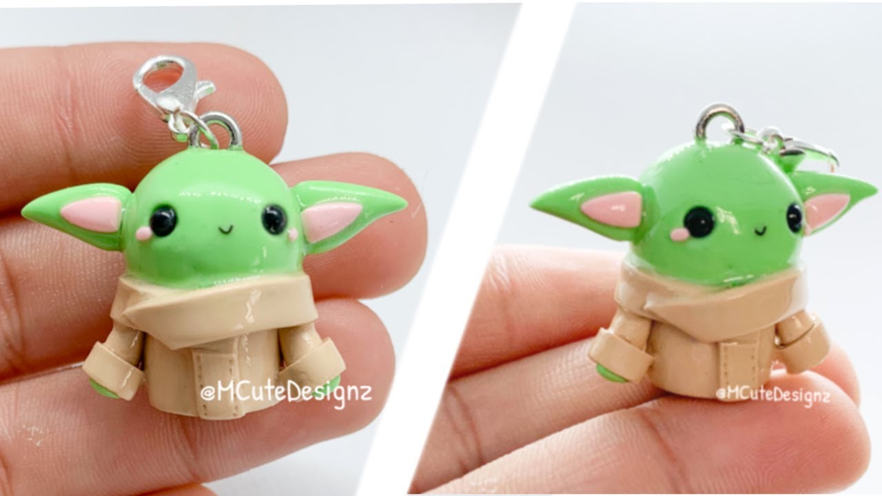 DIY Miniature Kawaii Baby Yoda Tutorial - Polymer Clay Miniature Charms