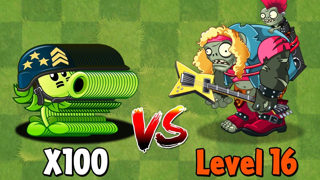 PVZ 2 Challenge - 100 Plants Max Level Vs Gargantuar Zombie Level 16 - Who Will Win?