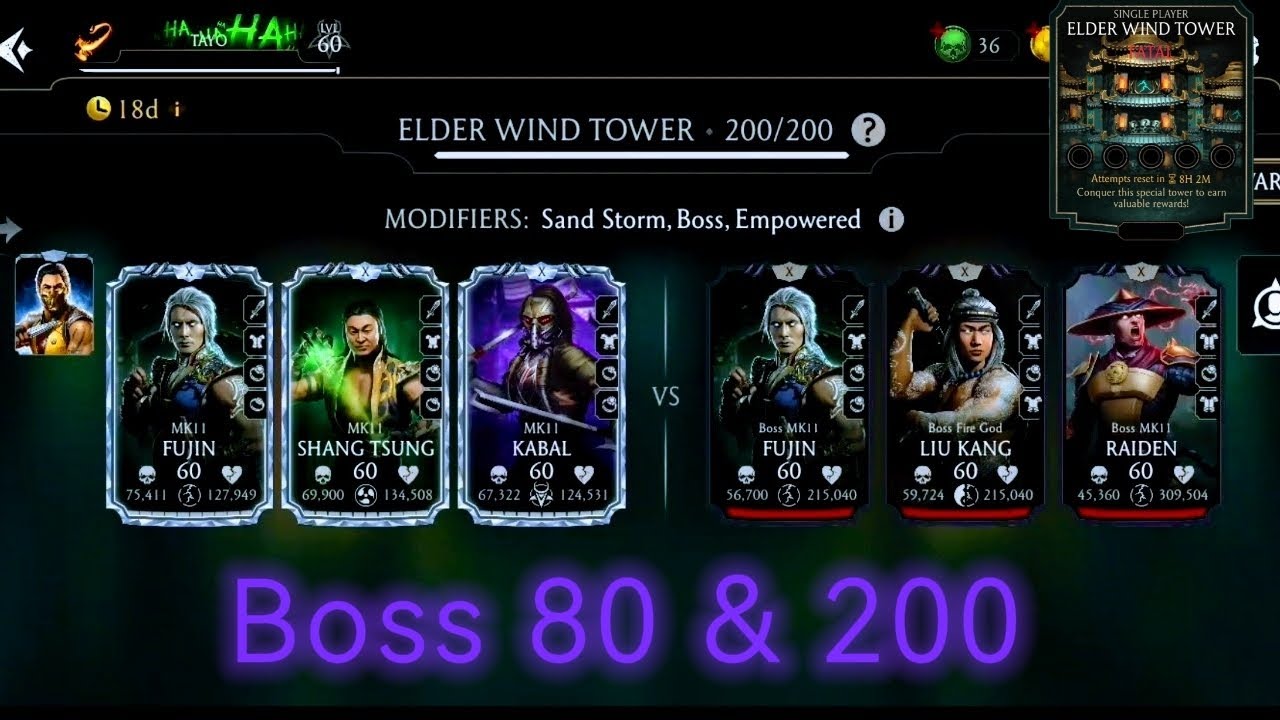 Elder Wind Tower Fatal Boss 80 & 200 Unlimited Skil Mortal Kombat