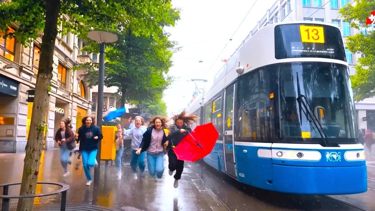 Zurich Walking in heavy Rain Switzerland Walking Tour 🇨🇭