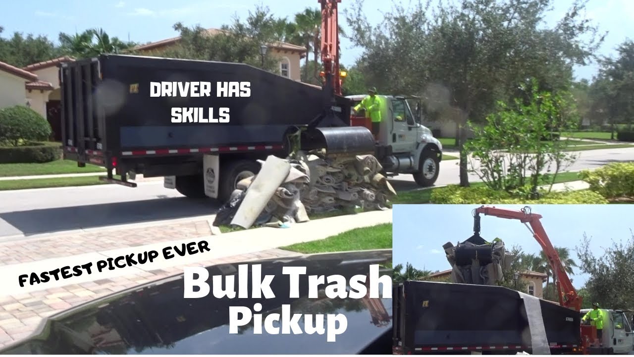 TRASH PICK UP - GARBAGE TRUCK WITH CLAW - FASTEST PICKUP EVER - SKILLED OPERATOR - FLORIDA