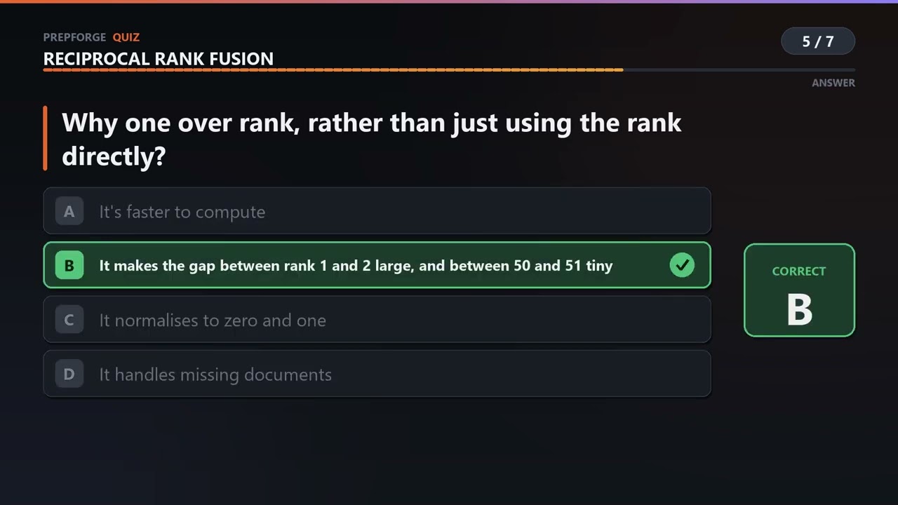 Reciprocal Rank Fusion Quiz &mdash; Part 1 of 2 (6 Questions)