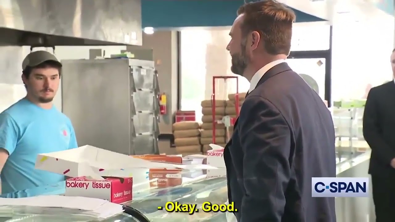 FULL VIDEO: JD Vance makes a weird appearance in a donut shop!