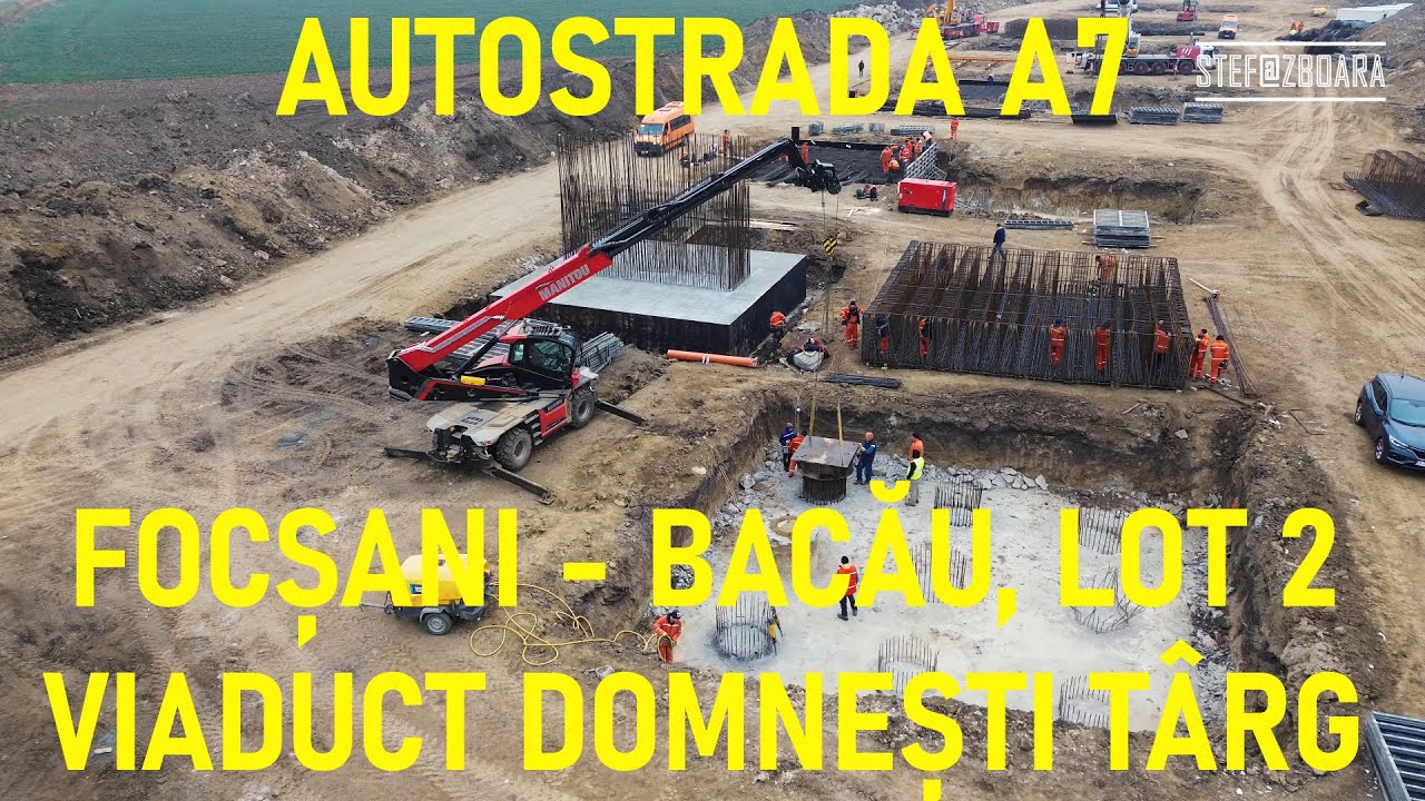 Lucrări la Viaductul Domnești-Târg VN, Autostrada A7, Focșani - Bacău, Lot 2, UMB  [29.02.2024]