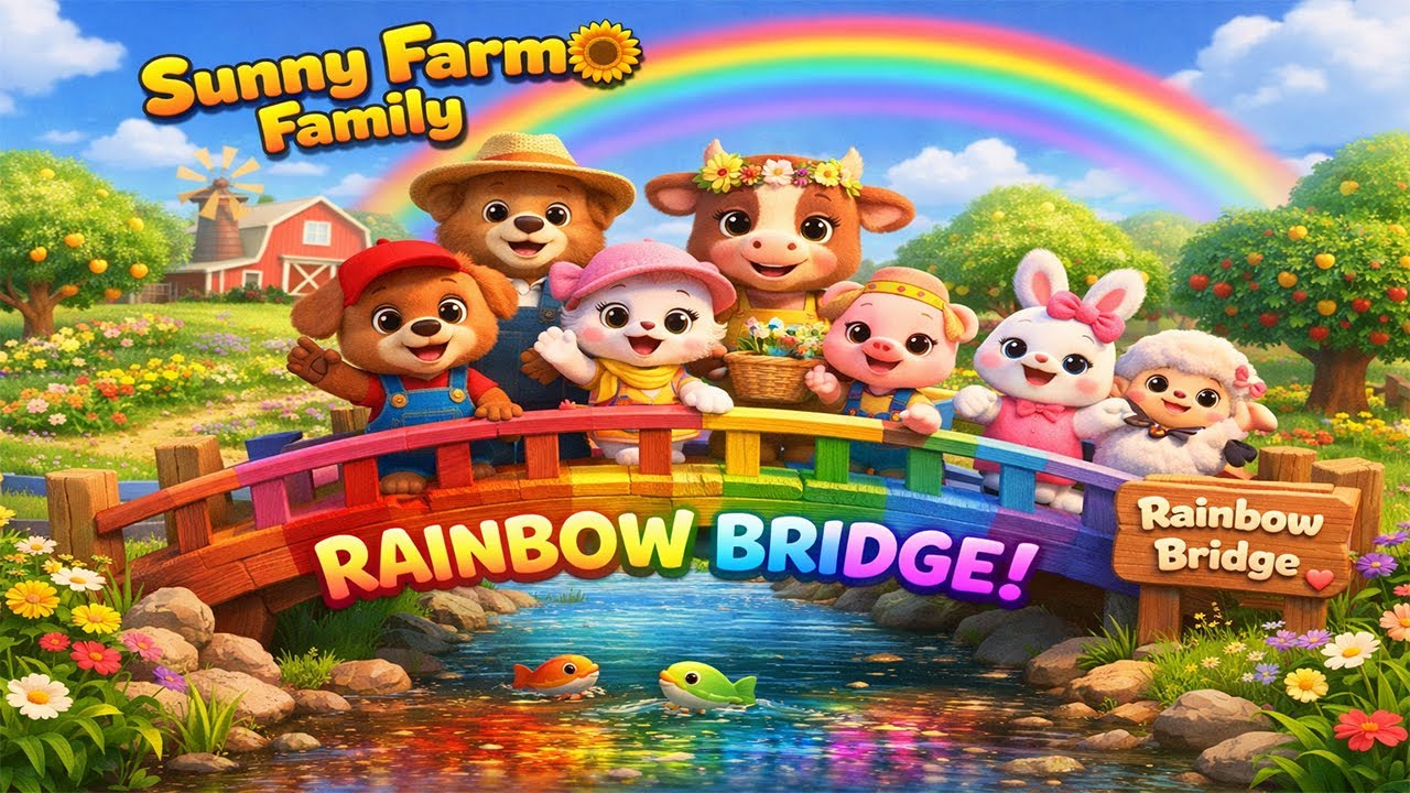 Sunny Farm Family 🌈 Building a Rainbow Bridge | Teamwork & Colors | 3D Animation