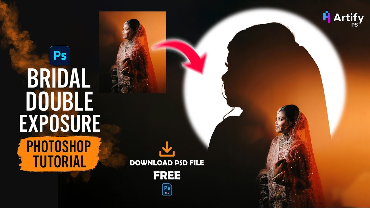 Bridal Double Exposure Effect in Photoshop 🔥 | Free PSD Download | @ArtifyPS