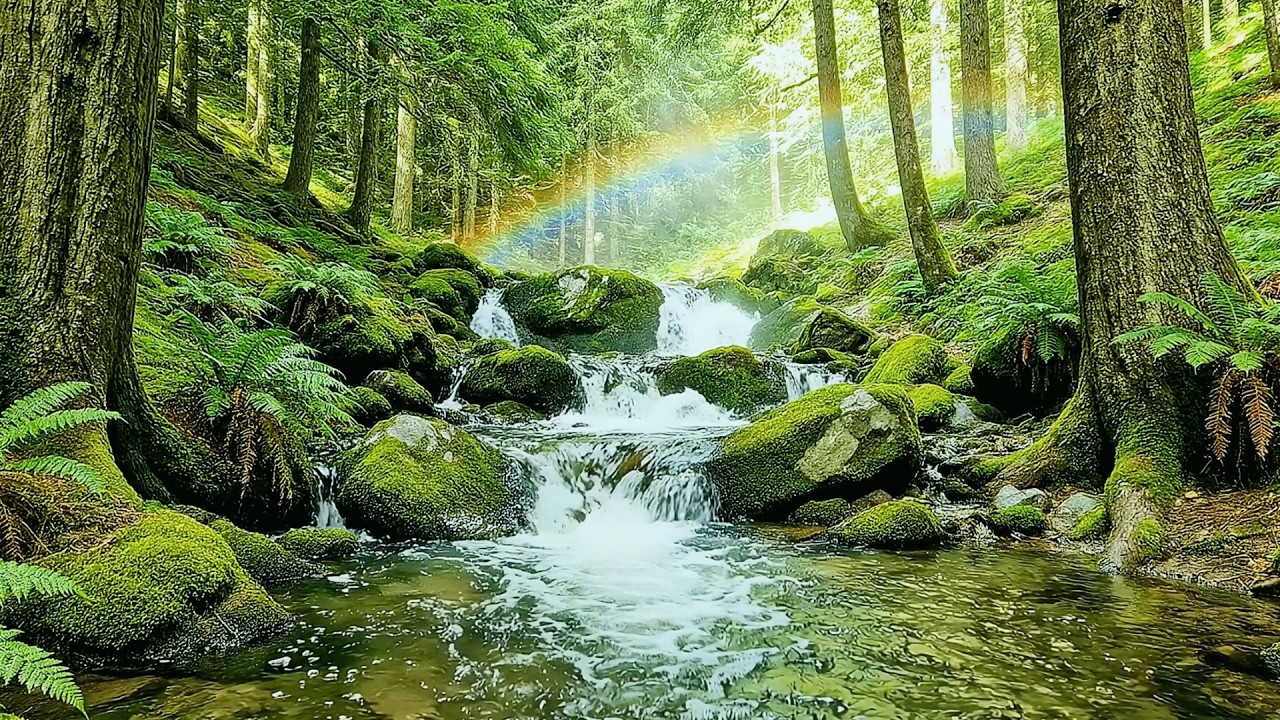 Forest Ambience | Beautiful Stream Sounds, Waterfall Flow Stream, Bird Chirping, ASMR, Deep Rest