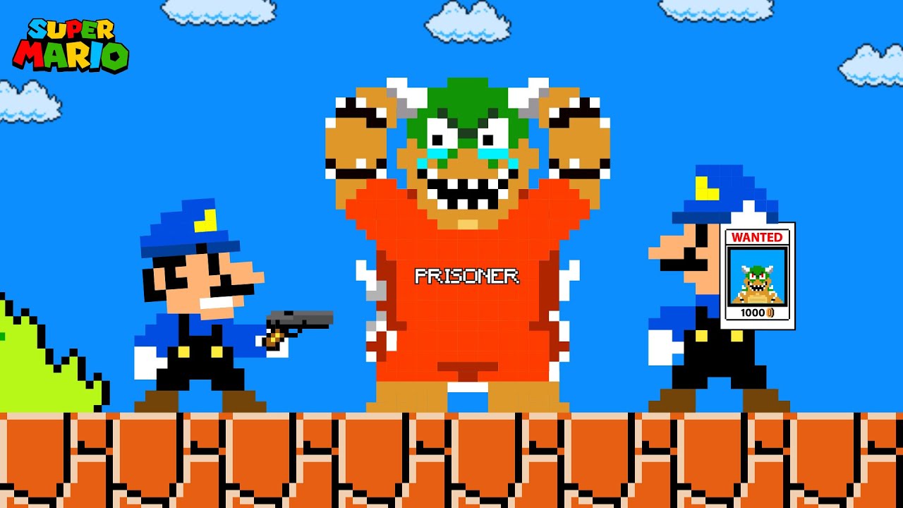 JS Level: Mario and Luigi Police vs Bowser Prison Escape in Maze Mayhem