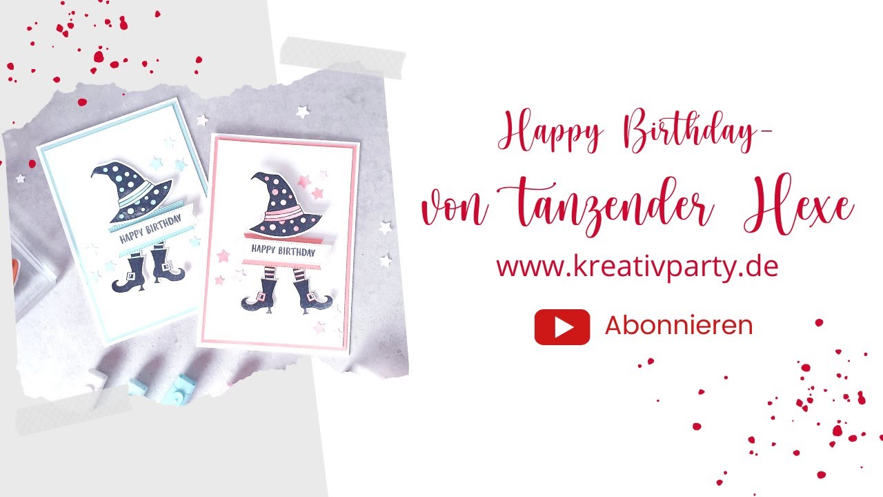 Happy Birthday Karte mit tanzender Hexe