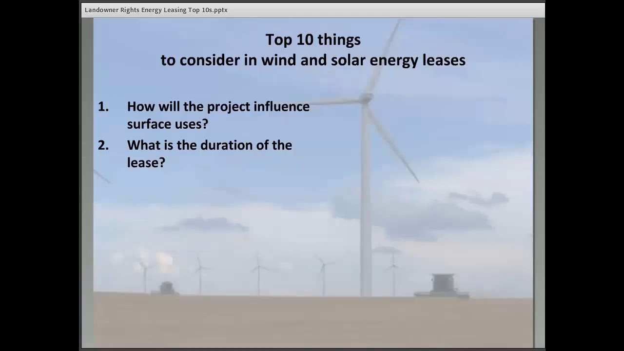 Landowner Rights: Wind and Solar Leasing