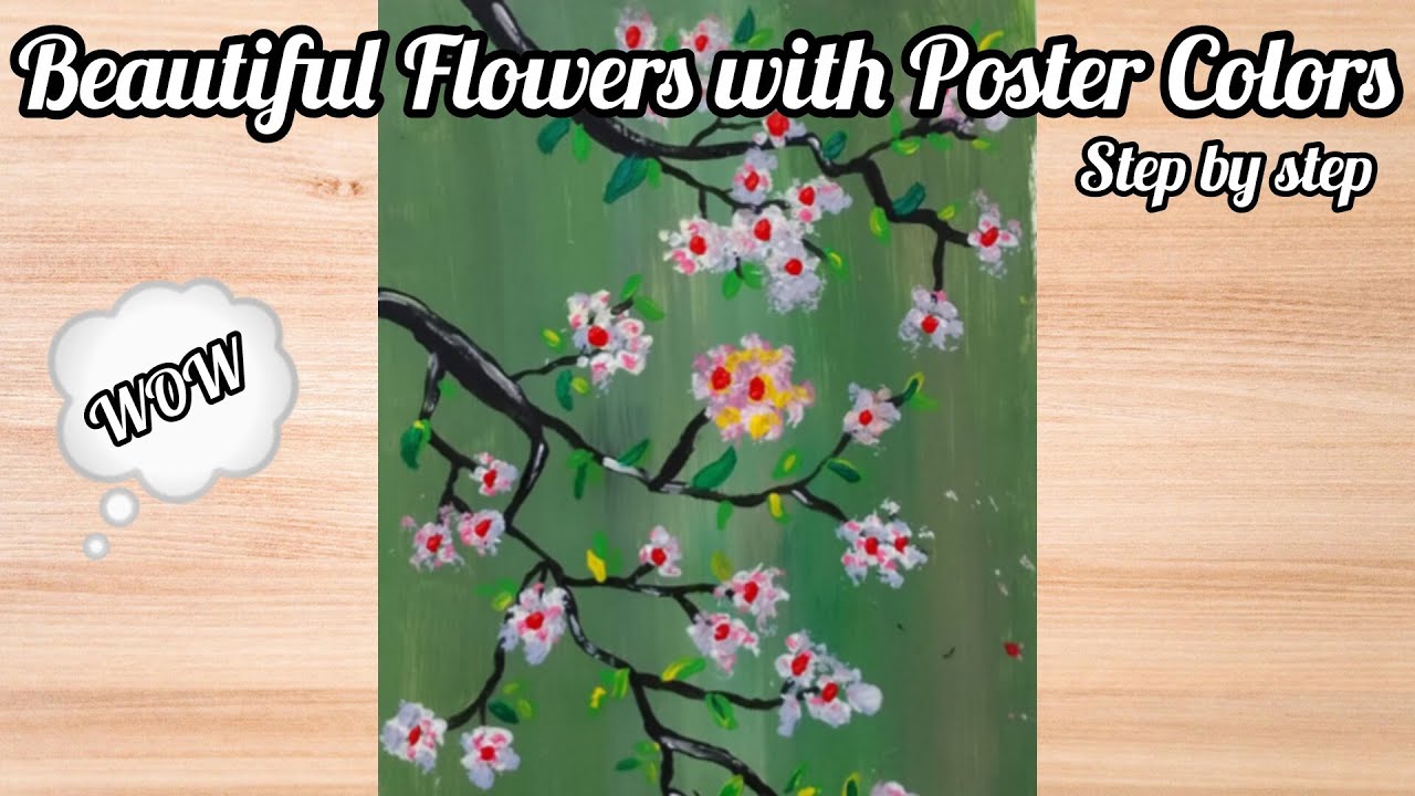 How to Paint Beautiful Flowers with Poster Coluor | Easy Step by Step Painting for Beginners 