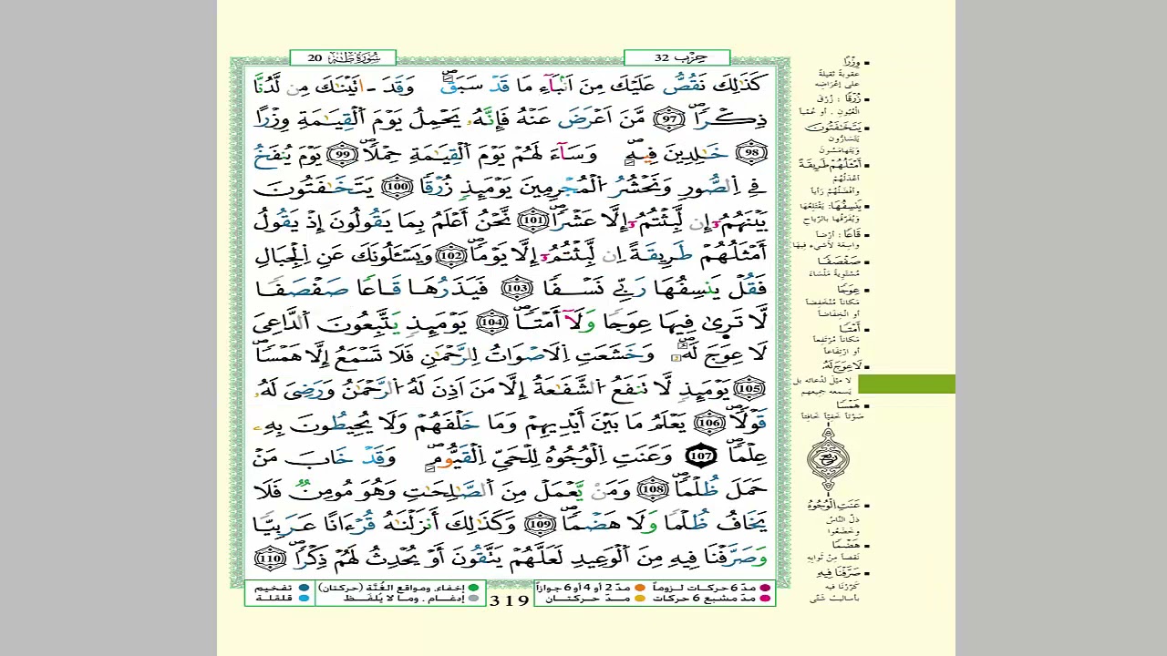الثمن 6 من الحزب 32  مكرر 7 مرات من المصحف المصور برواية ورش عن نافع للقارئ الشيخ العيون الكوشي