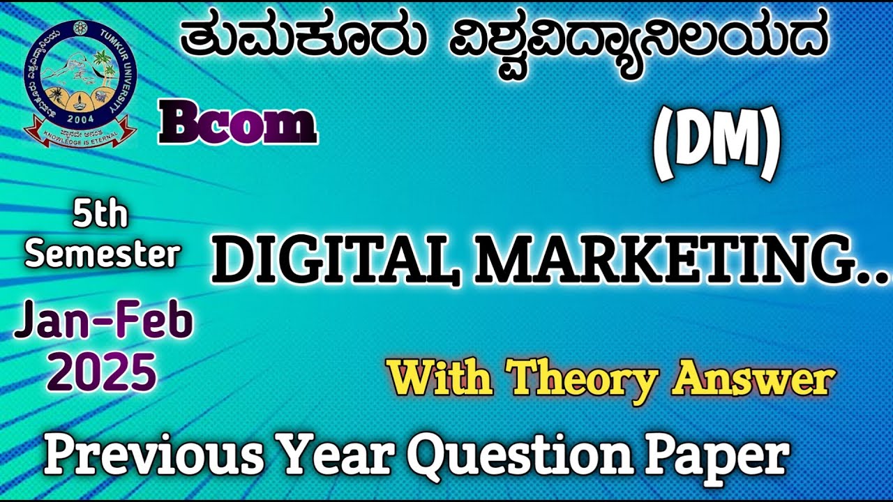 Digital Marketing Bcom 5th Senester nep Syllabus Tumkur University Imp Previous year question paper