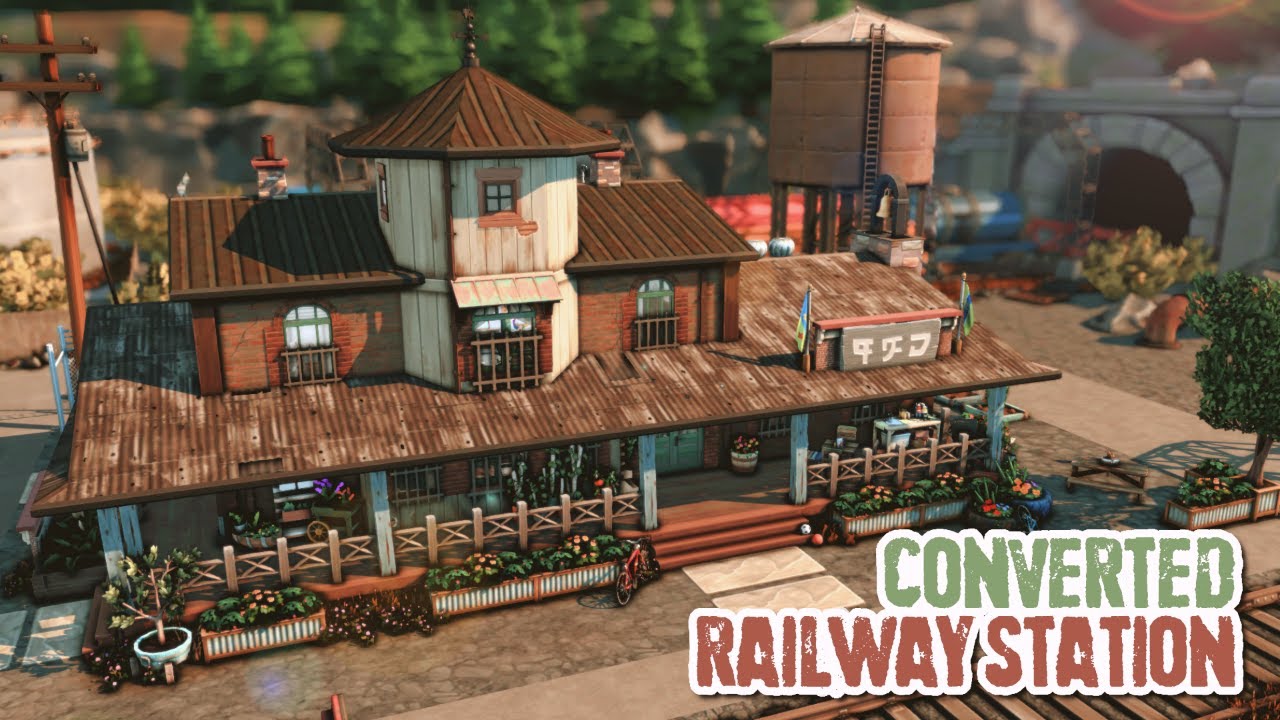 CONVERTED RAILWAY STATION HOME 🚂 Rebuild Evergreen Harbor || The Sims 4 Speed Build (No CC)