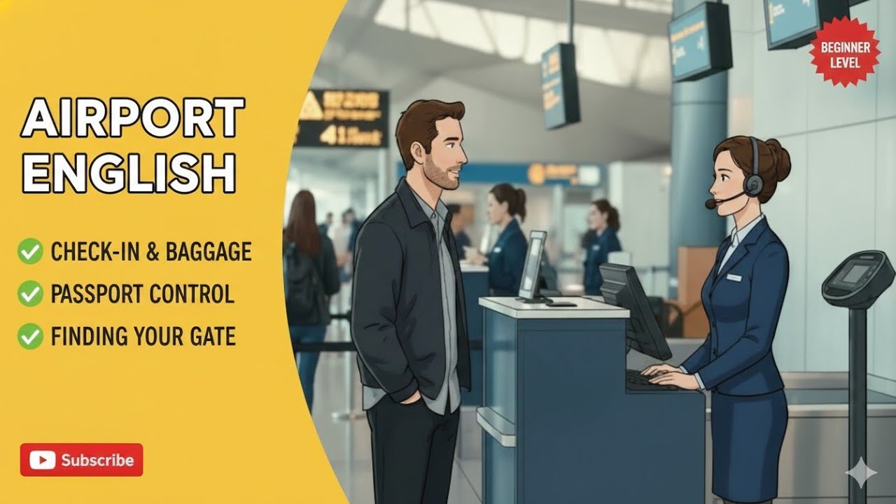 At the airport English conversation | Learn English  | Speak English at Airport ✈️ Check-in Counter|