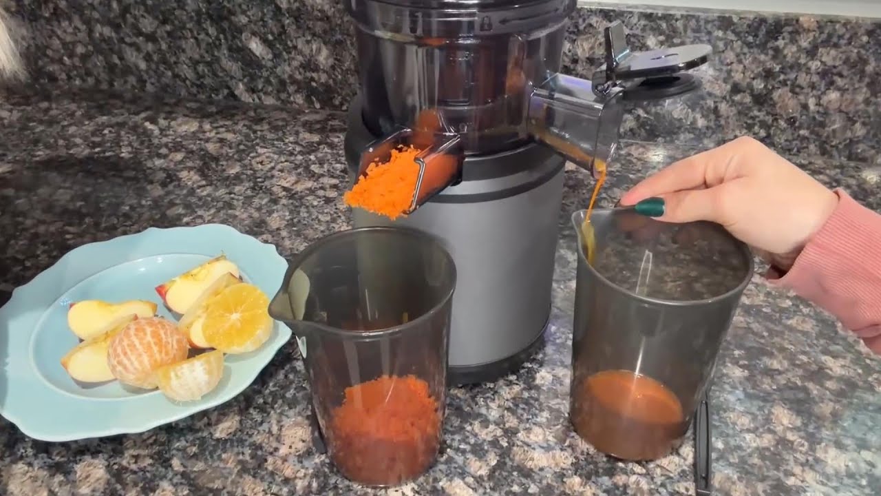 AMZCHEF Cold Press Juicer Machine – Slow Masticating Juicer with 6" Extra-Wide Feed Chute