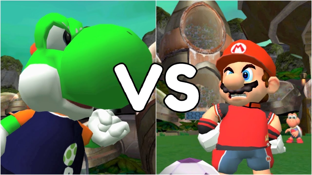 Super Mario Strikers - Yoshi vs Mario - GameCube Gameplay (720p60fps)