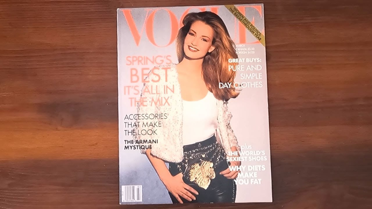 1992 March ASMR Magazine Flip Through: Vogue w Karen Mulder, Carre Otis, Cindy Crawford, Chanel