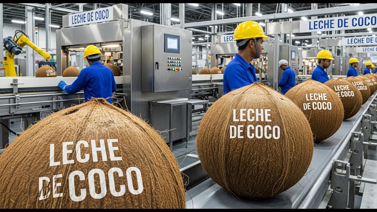 De Coco a Leche en Minutos | Proceso Industrial Increíble, leche de coco