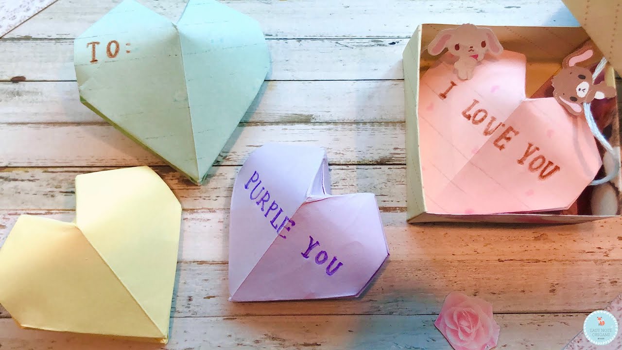 👐DIY👐 立體愛心摺紙 詳細教學｜機關卡片 告白禮物盒｜愛心折法｜七夕情人節手作 Origami/Paper Heart 3D｜Handmade Card Gift｜BTS DIY 💜