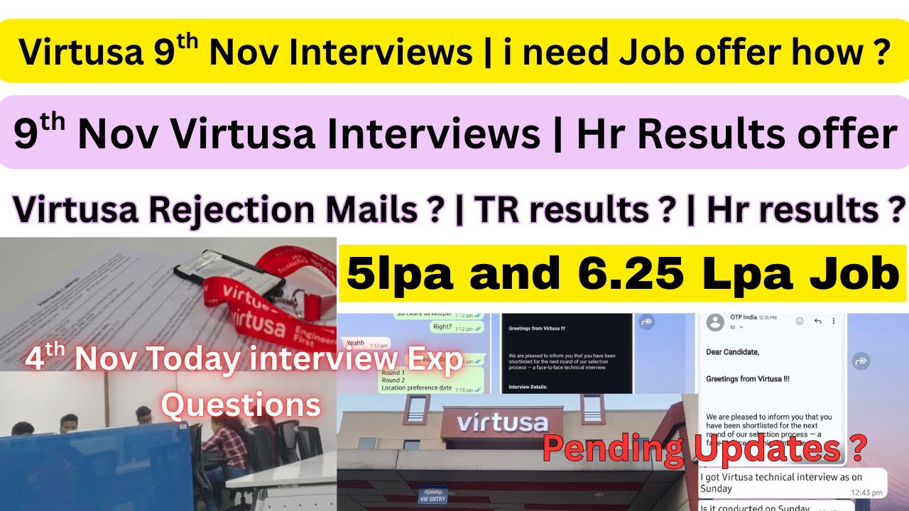 Техническое собеседование Virtusa Experience 4 ноября | Результаты собеседования virtusa | Интерв...