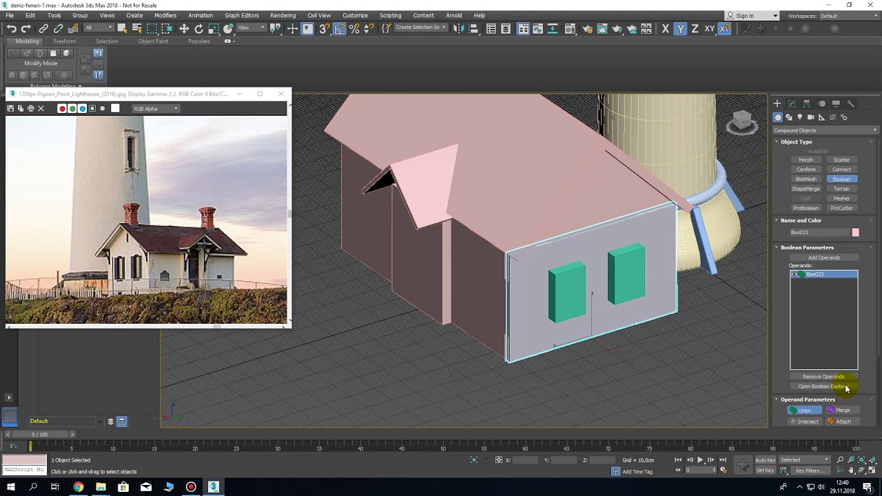 3ds Max 2018 - Ders 36 Basit Modelleme Örnekleri - Deniz Feneri Modelleme 2