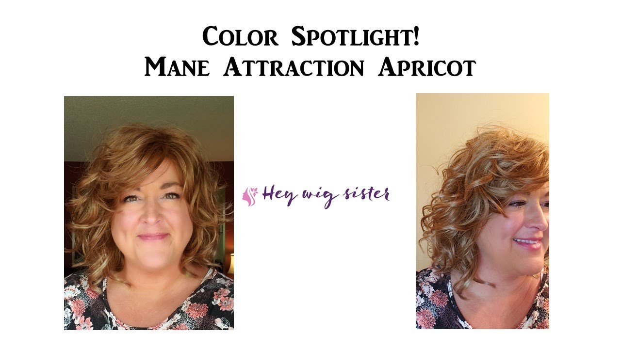 WIG COLOR SPOTLIGHT | Mane Attraction Apricot shown on Broadway | light auburn colored curly wig