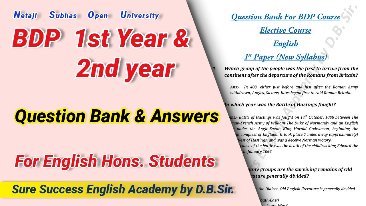 Question Bank and Answer II English Honours II NSOU II BDP II
