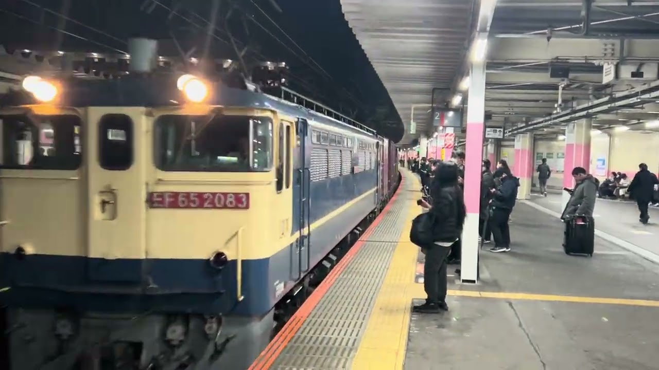 【汽笛あり！】PF代走！！ EF65-2083+コキ18両が武蔵浦和駅2番線を通過するシーン