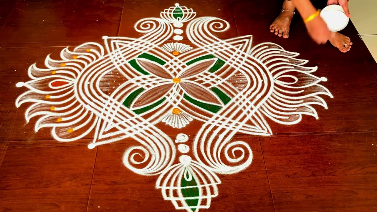 Easy margazhi madham 5*1 padikolam | Simple muggulu designs| easy rangoli designs| Beginners kolam