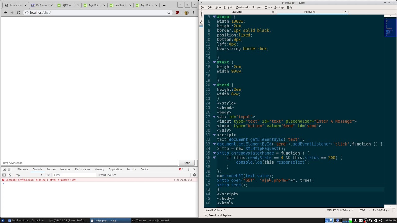 Ajax Chat App PHP+MYSQL coded from scratch