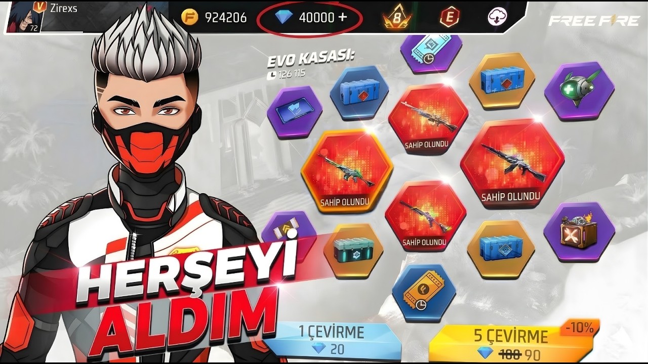 ÜCRERTİZ ELMAS İLE OYUNDAKİ HERŞEYİ ALDIM ! 😱 (40,000 Elmas💎) Free Fire
