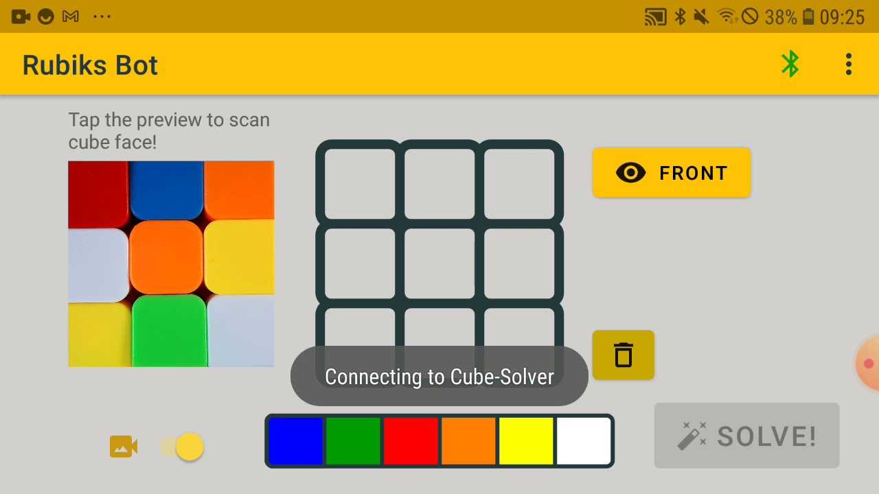 Screencast of Rubiks Bot App solving a scrambled cube