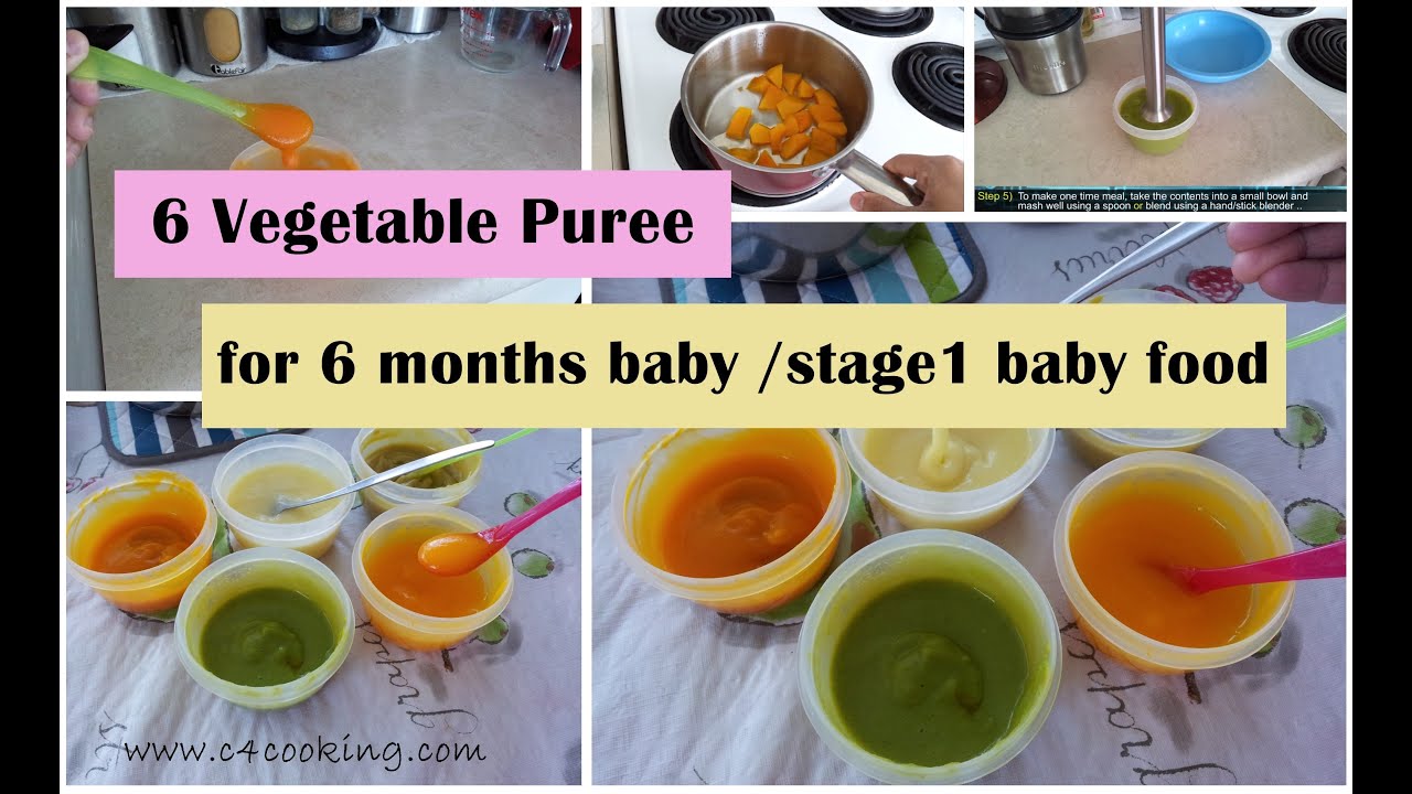 6 Vegetable Puree for 6 months baby | stage 1 - homemade baby food recipe | 6 months babyfoodrecipe
