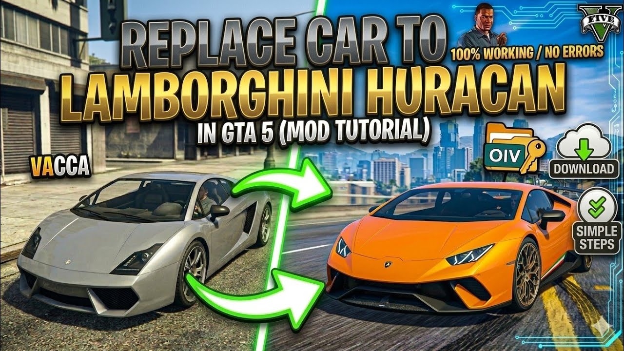 How To Replace Any Car in GTA 5 🔥 | Lamborghini Huracan Mod (Step By Step)