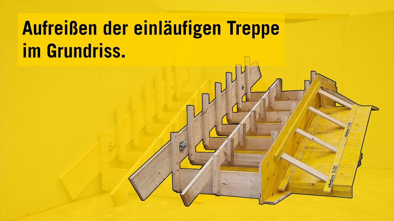 Treppe - Die einläufige Treppe - Treppenkonstruktion - Den Treppengrundriss am Schnürboden aufreißen