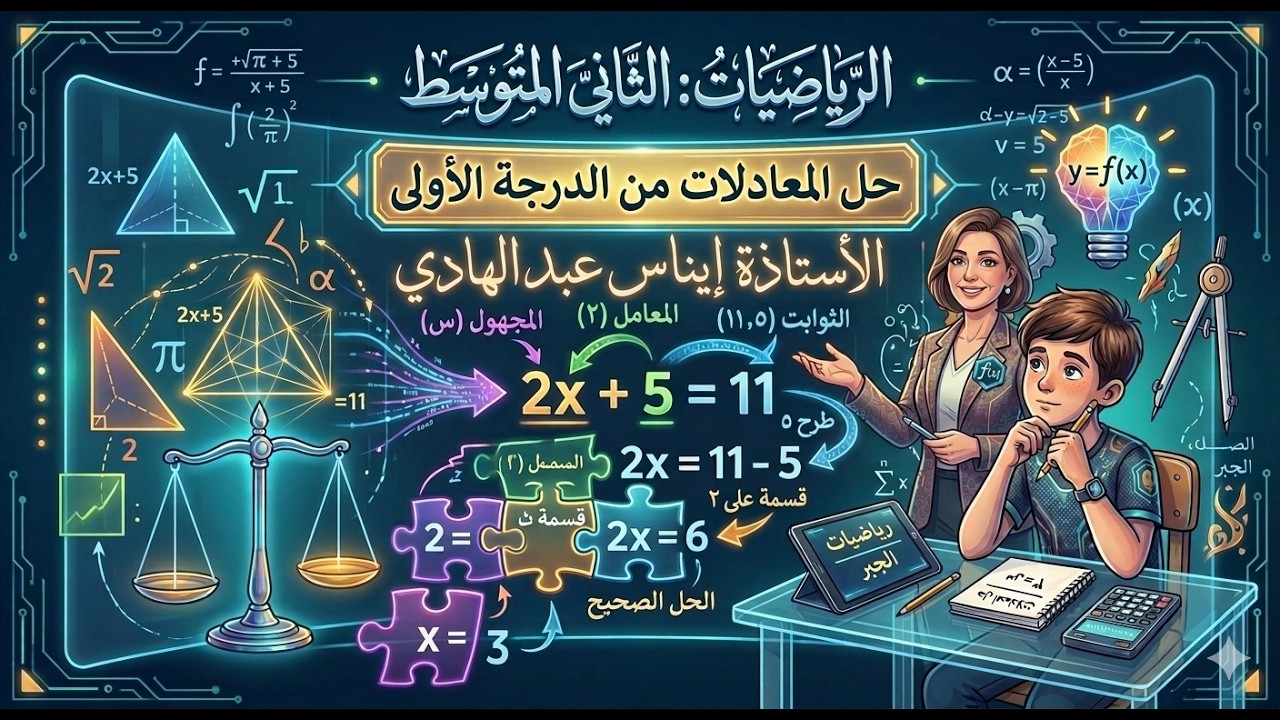 الثاني المتوسط   حل المعادلات من الدرجة الاولى   المحاضرة الاولى