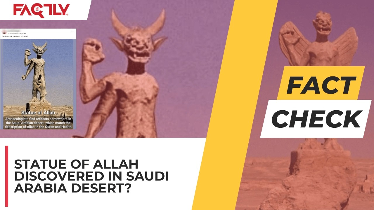 FACT CHECK: Does a Viral Image Show a Statue of Allah Discovered in the Saudi Arabian Desert?