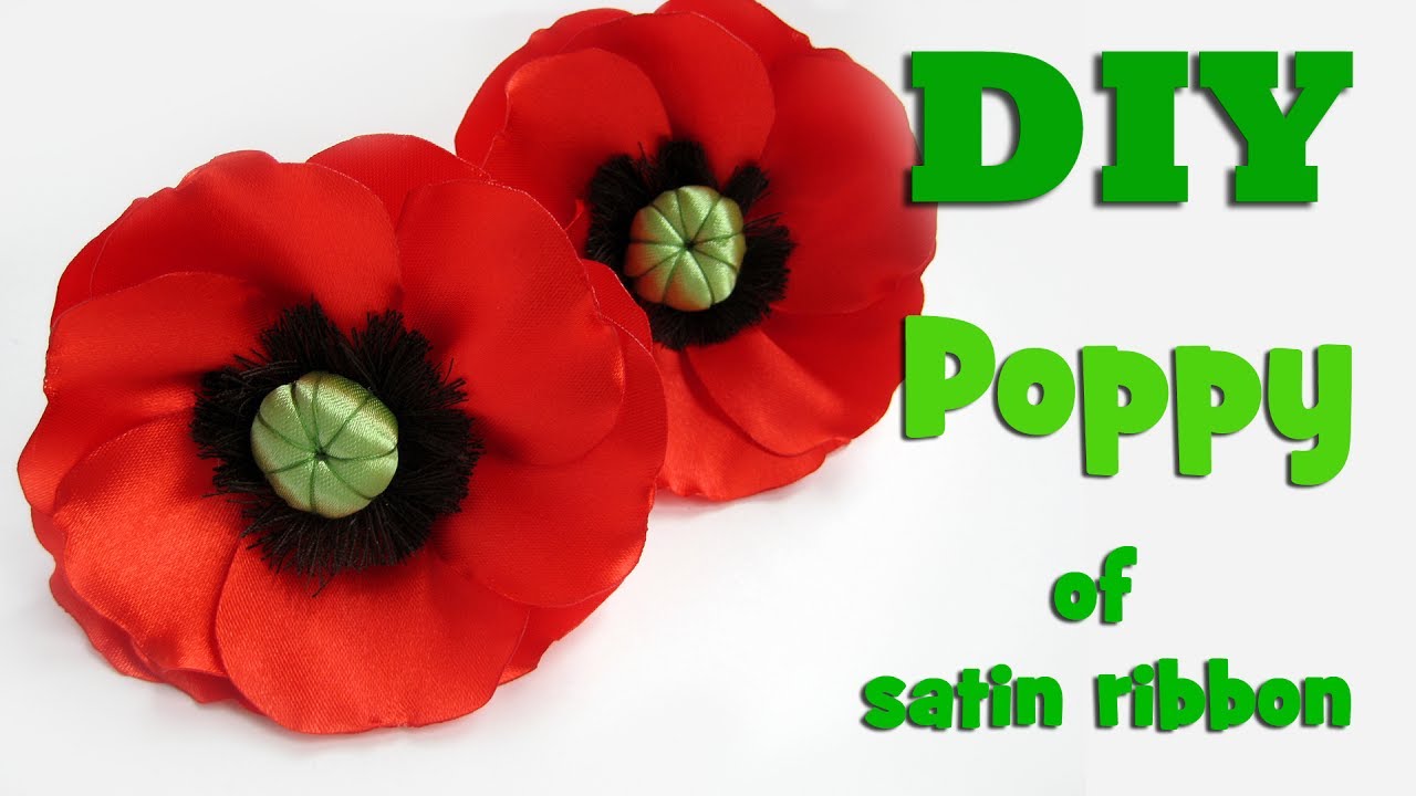 DIY Poppy of satin ribbon / Kanzashi tutorial