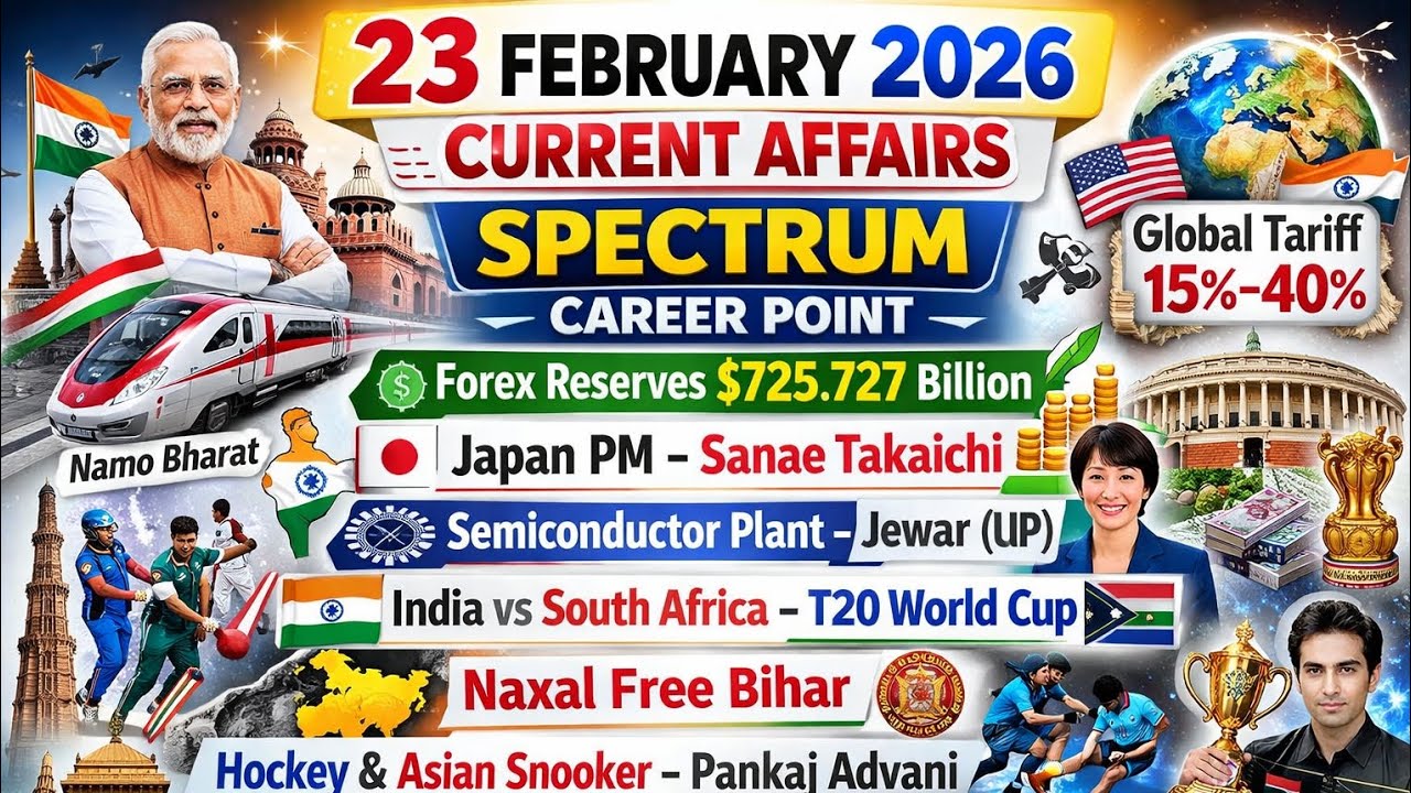 23 February current affairs| today current affairs| Daily current affairs| Spectrum career point|