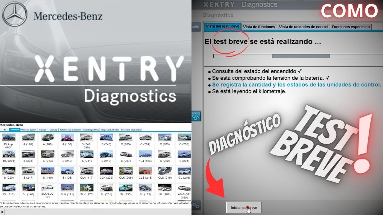 Diagnóstico (Test breve) Realización a través de programa (XENTRY) Mercedes-Benz 207/212/204