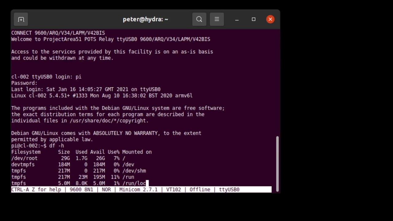 Demo of getting an pair of modems talking over VoIP