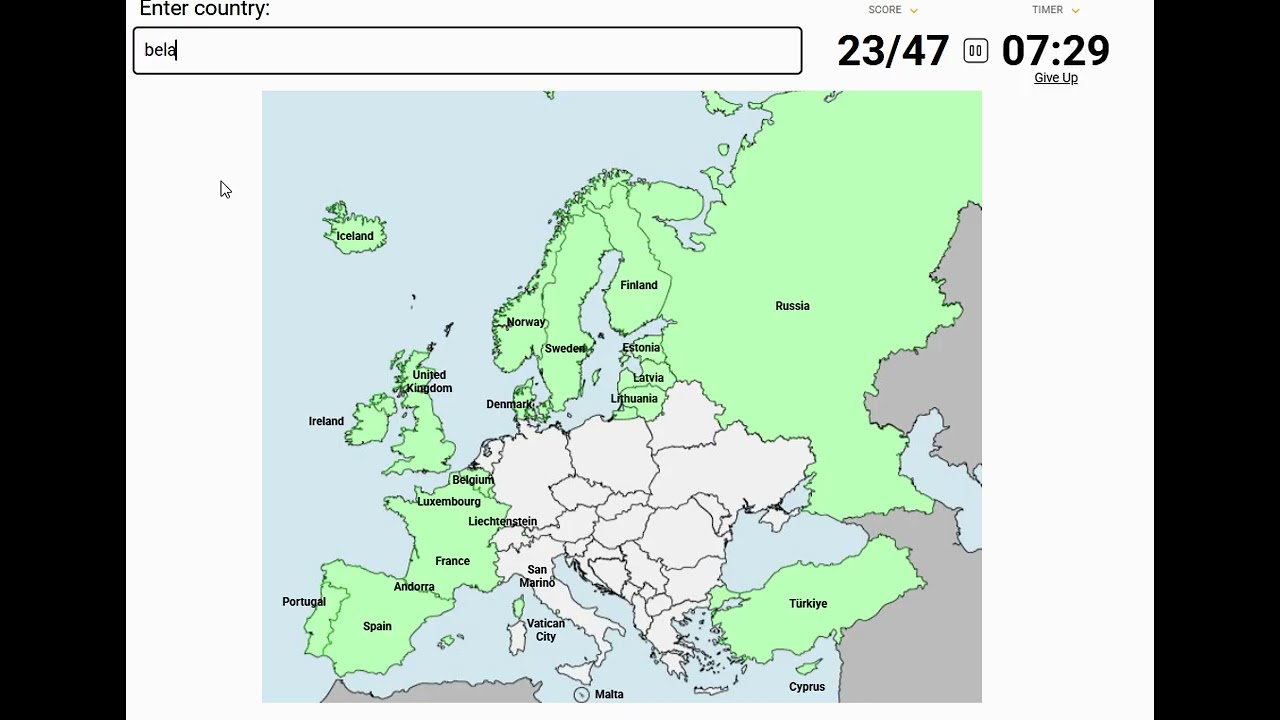 Can I name all European countries in 1 minute?